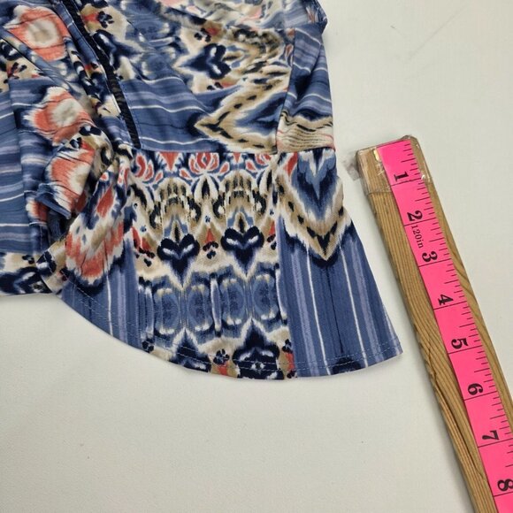 Cocomo Floral Print Tunic Short‎ Sleeve Top Womens Plus Size 2X Blue Pink Beige - Picture 13 of 13
